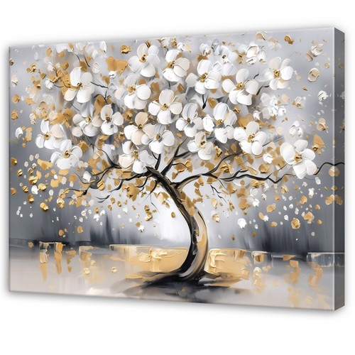 Leinwand baum blumen gold - baum,