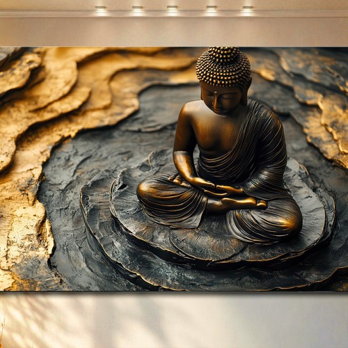 Xxl buddha wandbild gold - xxl,
