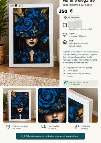 Wandbild leinwand gerahmt frau - wandbild,