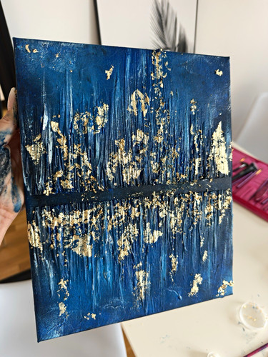 Abstraktes acrylgemälde blau - abstraktes,